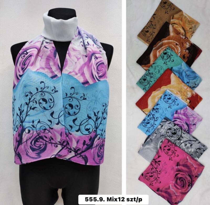 Szaliki damskie Roz Standard, Mix Kolor Paczka 12 szt 1